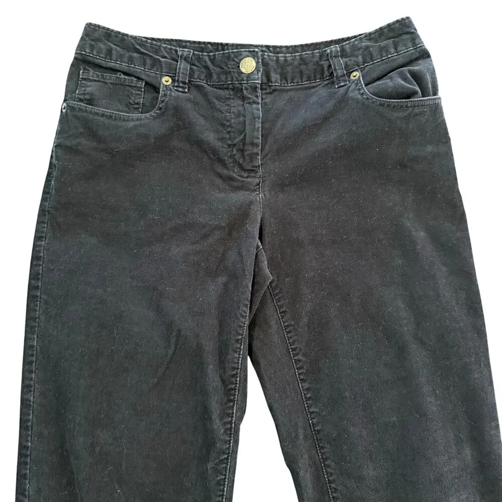Lands End Women’s black corduroy pants, straight leg, stretch, Size 4